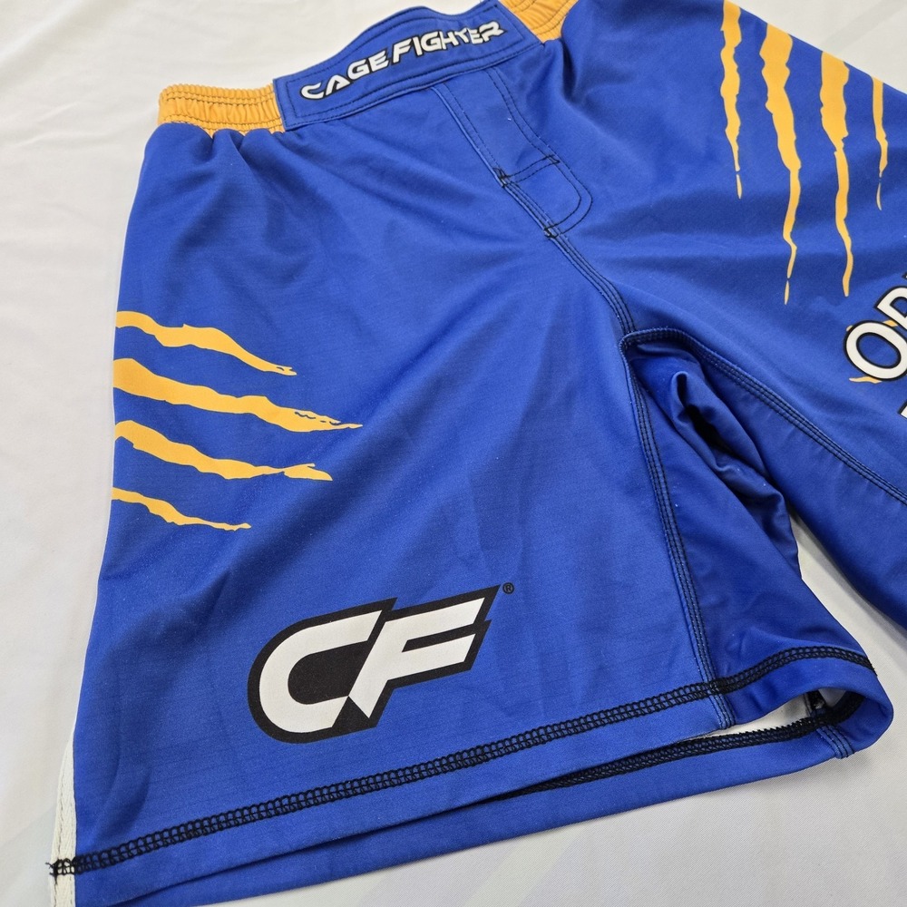 Cage Fighter Wrestling MMA Shorts Adult Sz Small Orem Tigers Blue Yellow BJJ UFC - Picture 3 of 7